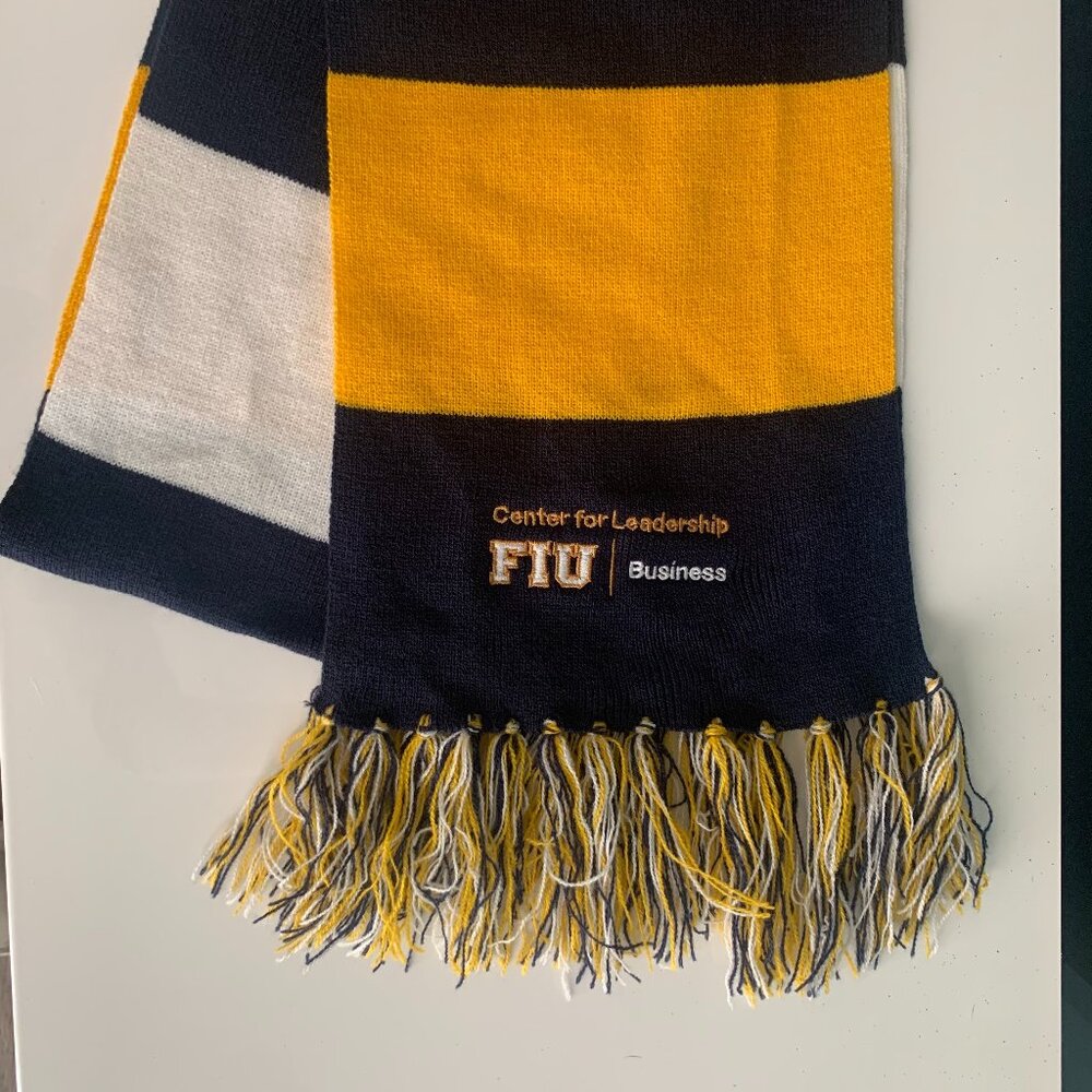 Sport-Tek Spectator Scarf School Team Colors Striped BLUE YELLOW FIU Florida